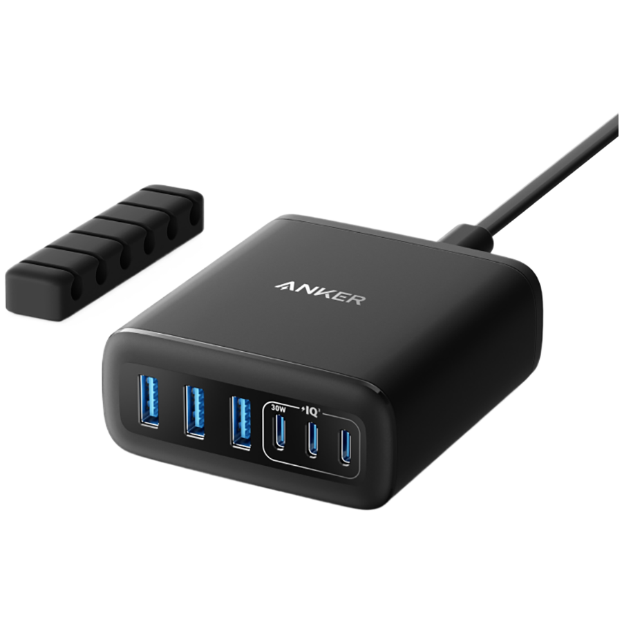 Anker Charger (112W, 6 Ports, GaN) Black