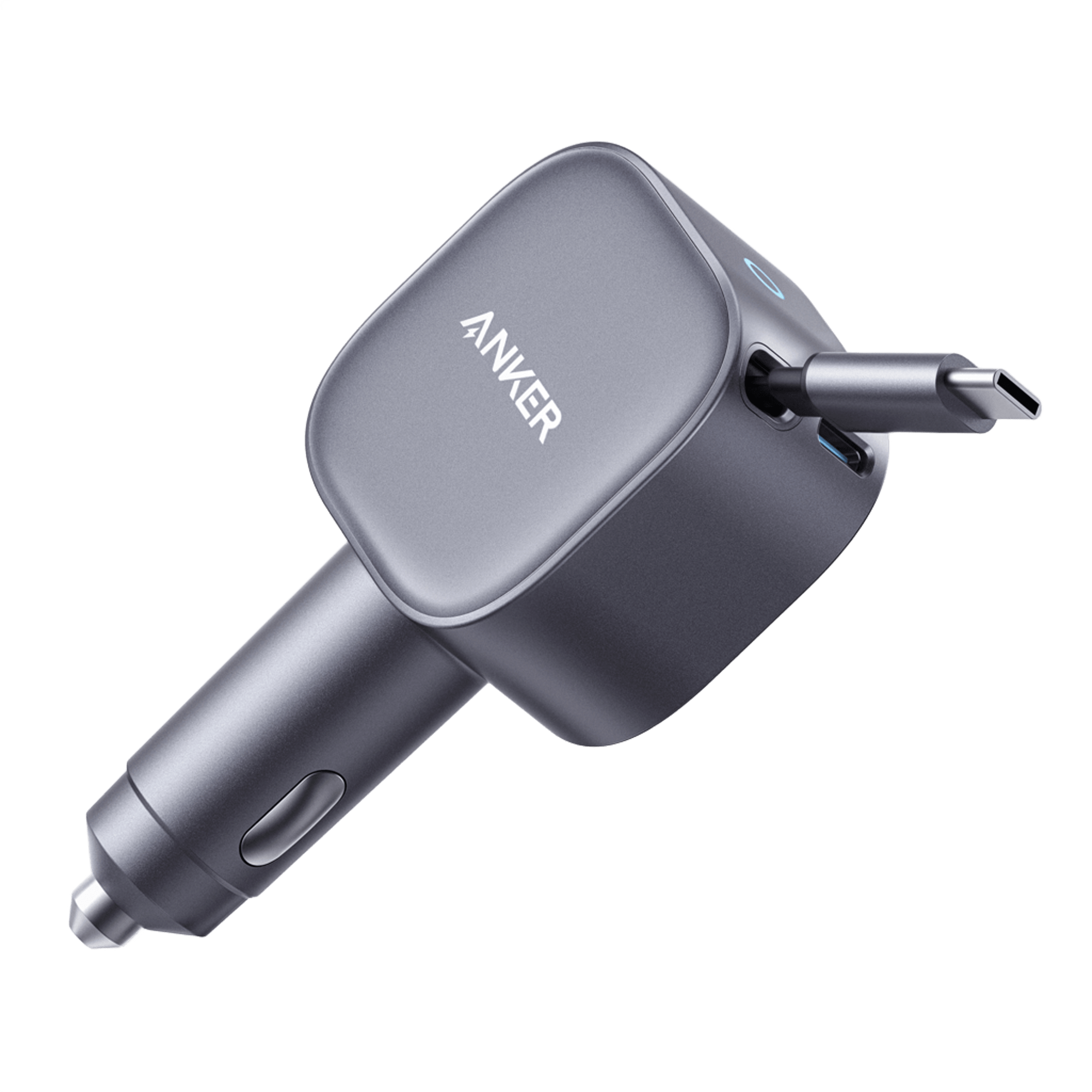 Anker Nano Car Charger (75W, USB-C Port, Built-In Retractable USB-C Cable)
